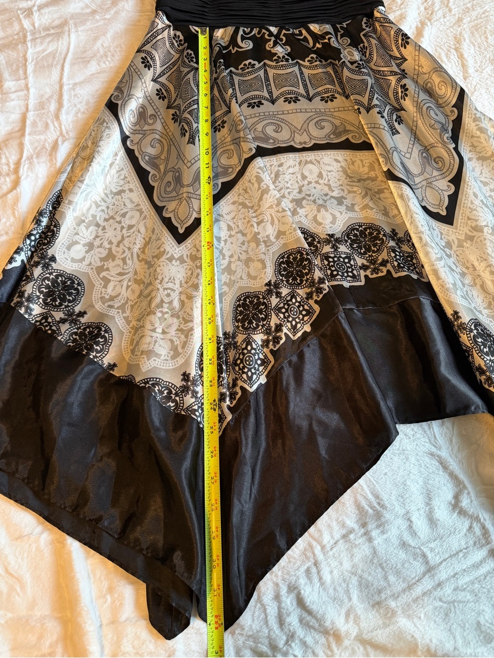 Sangria Black White Handkerchief Hem Dress Size 16 Sleeveless Fit & Flare - Picture 6 of 15